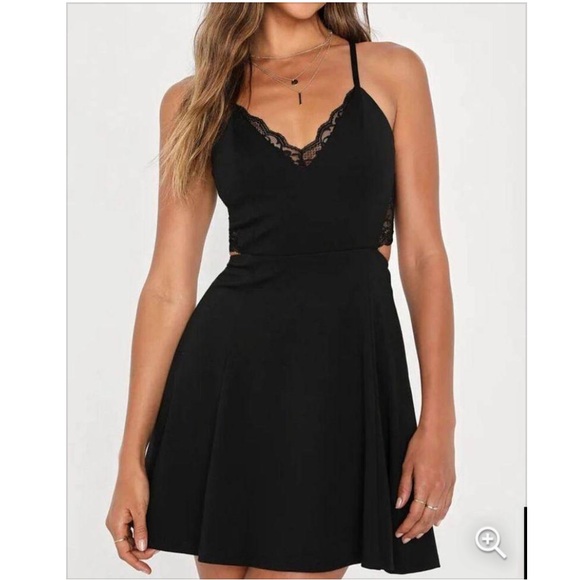 Lulu's Lush Small Black Perfect Evening Lace Skater Mini Dress - Picture 3 of 16